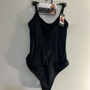 NEW Sofia Shapewear Satin Sculpting Corset Thong Bodysuit Black Various Sizes